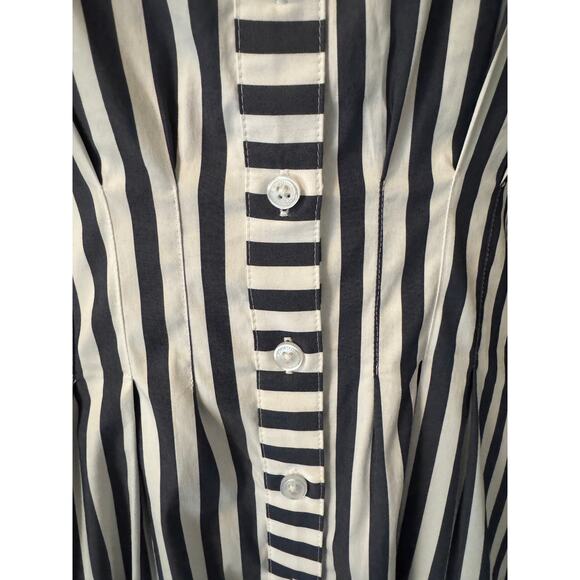 WHBM Long Sleeve Poplin Shirt Dress, French Navy Stripe, Size 8 - Picture 6 of 12